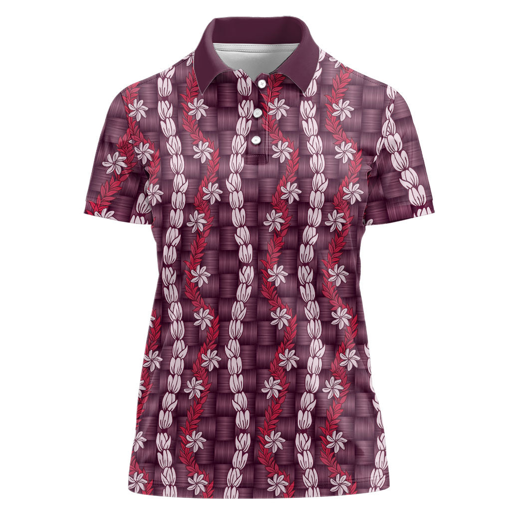 Pikake Maile Tiare Lei Women Polo Shirt Akala Lauhala Pattern