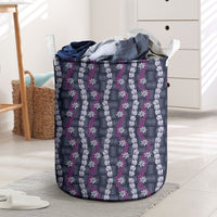 Pikake Maile Tiare Lei Laundry Basket Poni Lauhala Pattern