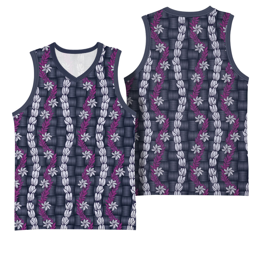 Pikake Maile Tiare Lei Basketball Jersey Poni Lauhala Pattern
