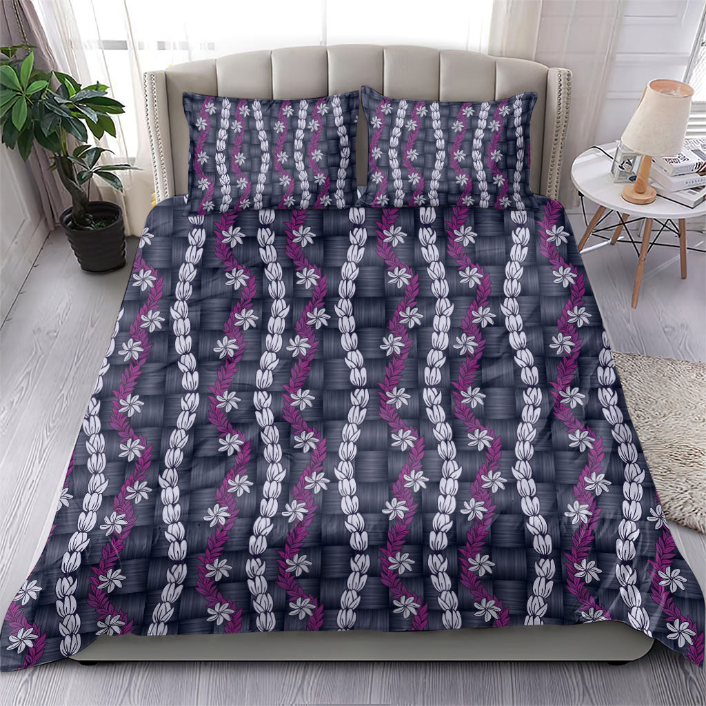 Pikake Maile Tiare Lei Bedding Set Poni Lauhala Pattern
