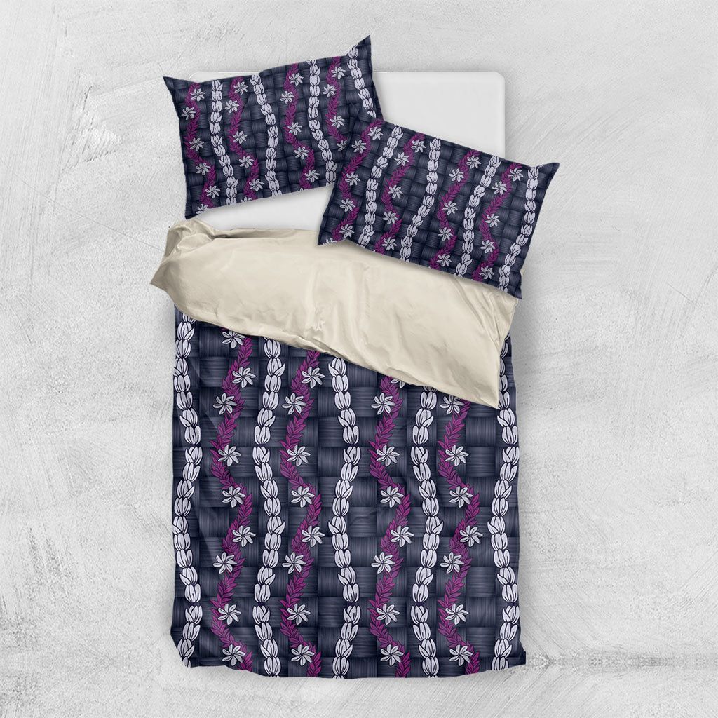 Pikake Maile Tiare Lei Bedding Set Poni Lauhala Pattern