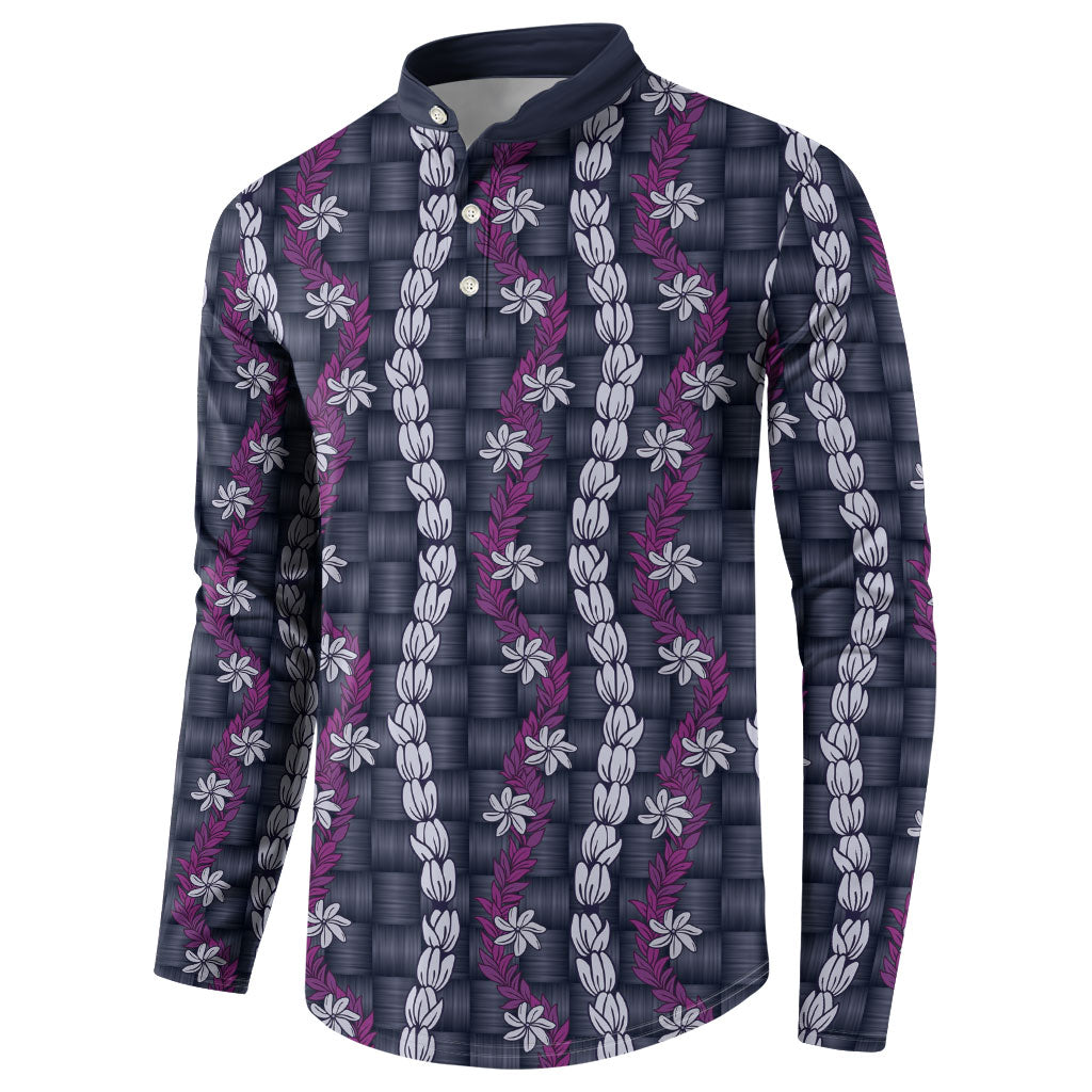 Pikake Maile Tiare Lei Button Sweatshirt Poni Lauhala Pattern