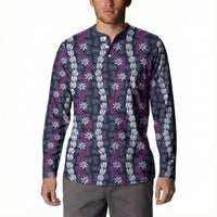 Pikake Maile Tiare Lei Button Sweatshirt Poni Lauhala Pattern