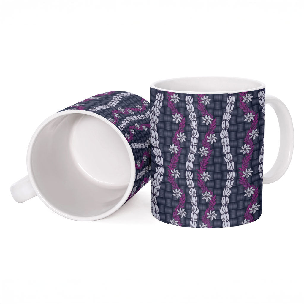 Pikake Maile Tiare Lei Ceramic Mug Poni Lauhala Pattern