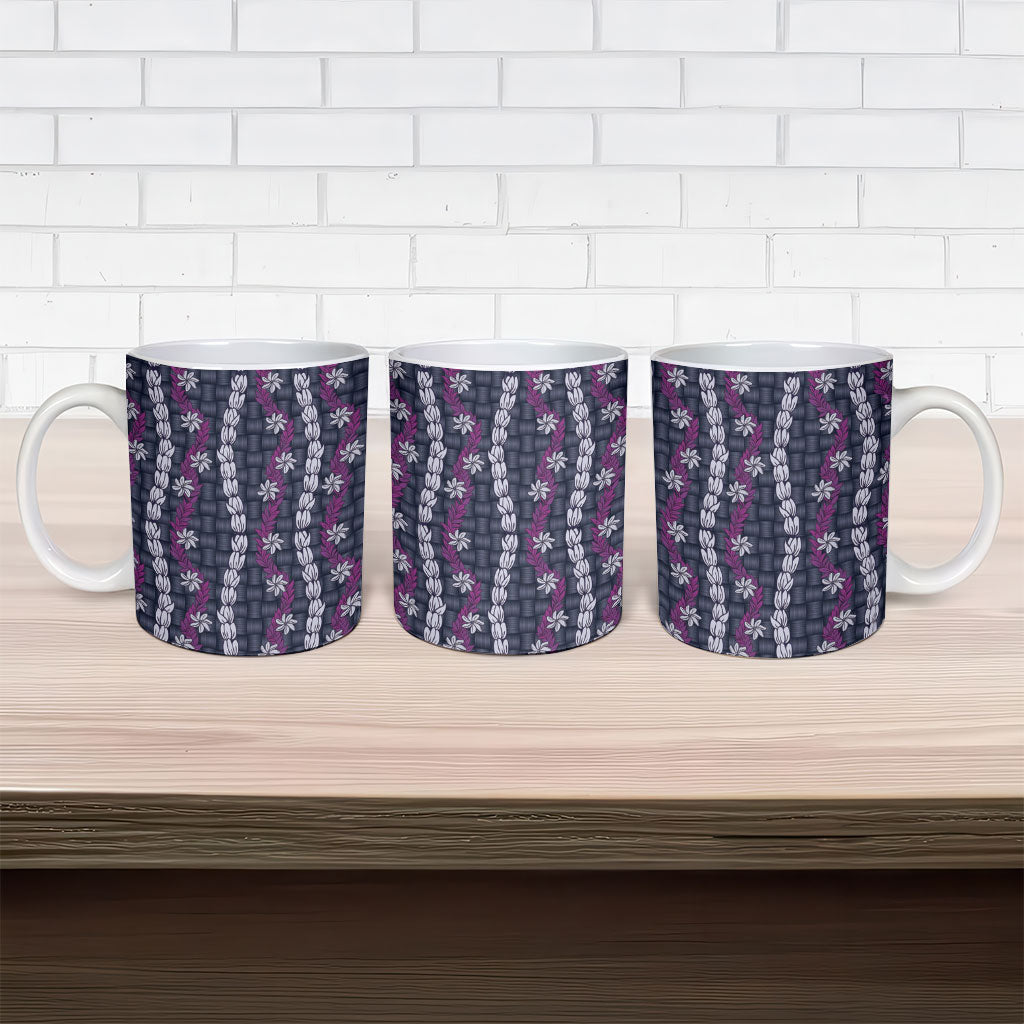 Pikake Maile Tiare Lei Ceramic Mug Poni Lauhala Pattern