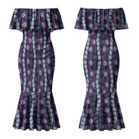 Pikake Maile Tiare Lei Couples Matching Mermaid Dress and Hawaiian Shirt Poni Lauhala Pattern LT01 - Polynesian Pride