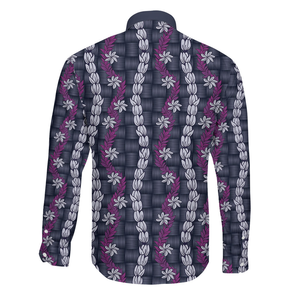 Pikake Maile Tiare Lei Family Matching Long Sleeve Bodycon Dress and Hawaiian Shirt Poni Lauhala Pattern
