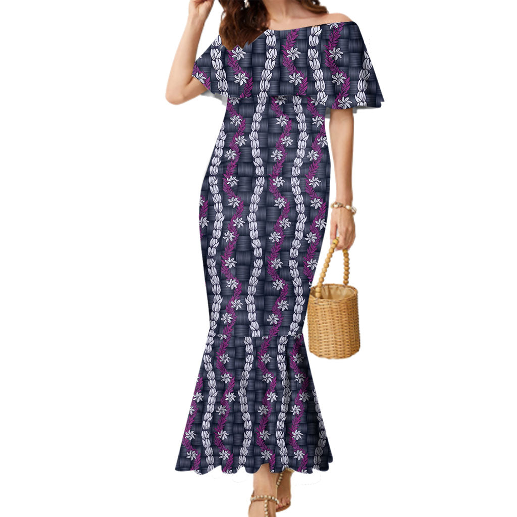 Pikake Maile Tiare Lei Family Matching Mermaid Dress and Hawaiian Shirt Poni Lauhala Pattern