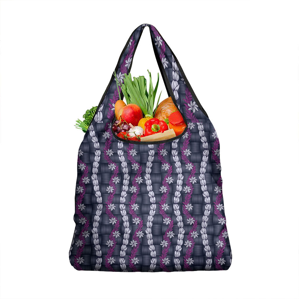 Pikake Maile Tiare Lei Grocery Bag Poni Lauhala Pattern