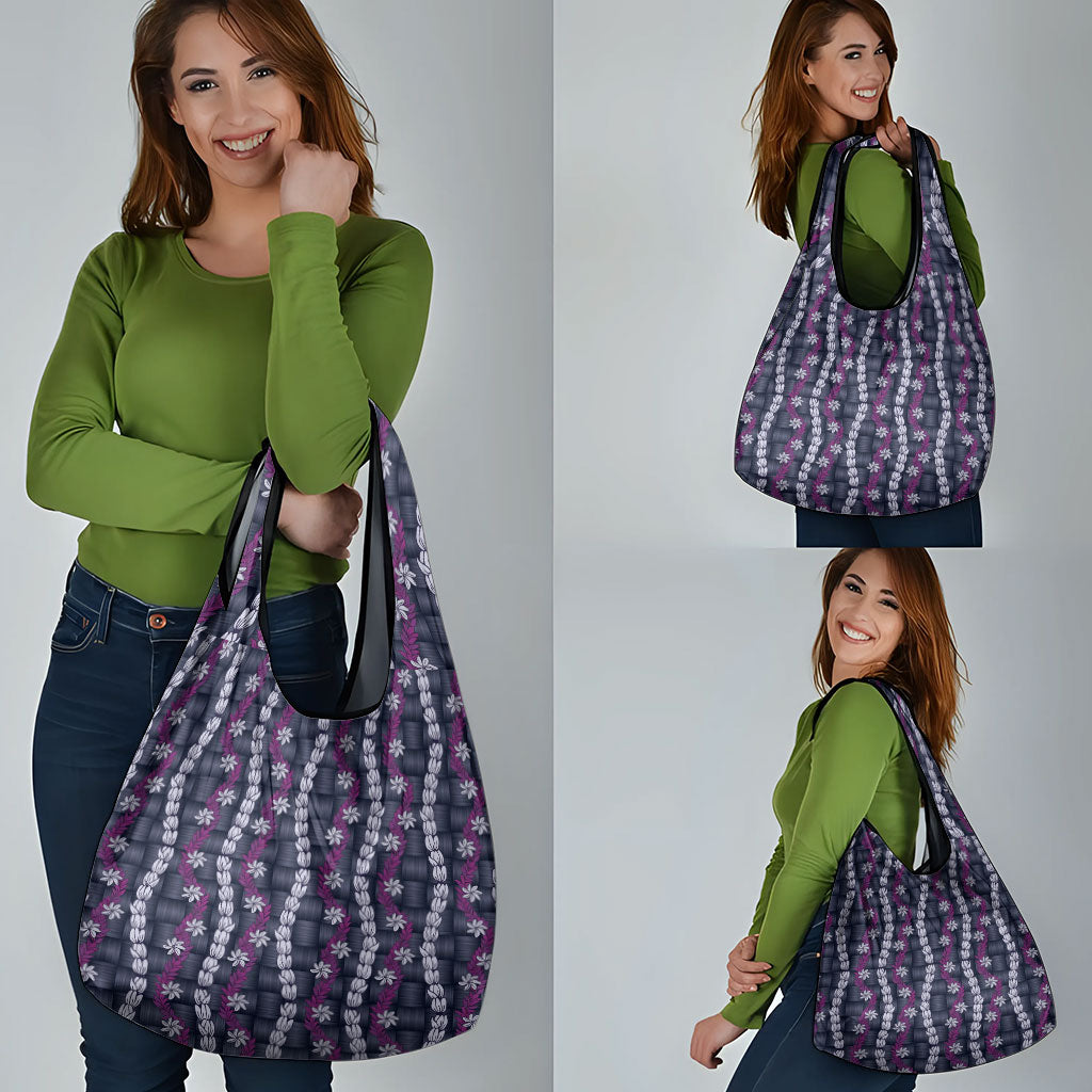 Pikake Maile Tiare Lei Grocery Bag Poni Lauhala Pattern