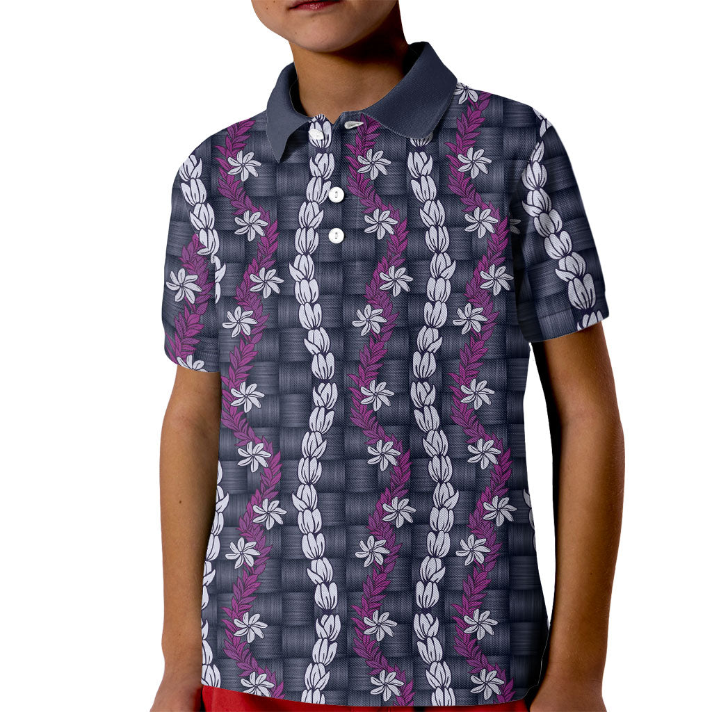 Pikake Maile Tiare Lei Kid Polo Shirt Poni Lauhala Pattern
