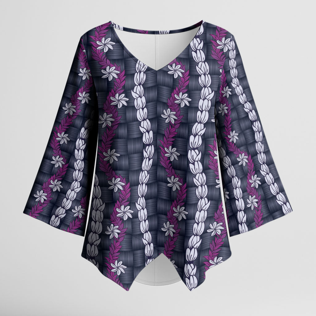 Pikake Maile Tiare Lei Kimono Sleeve Blouse Poni Lauhala Pattern