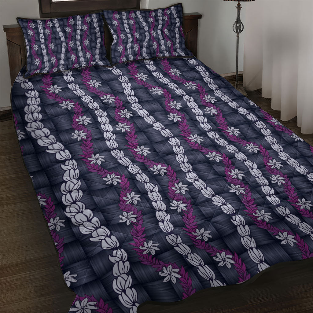 Pikake Maile Tiare Lei Quilt Bed Set Poni Lauhala Pattern