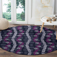 Pikake Maile Tiare Lei Round Carpet Poni Lauhala Pattern