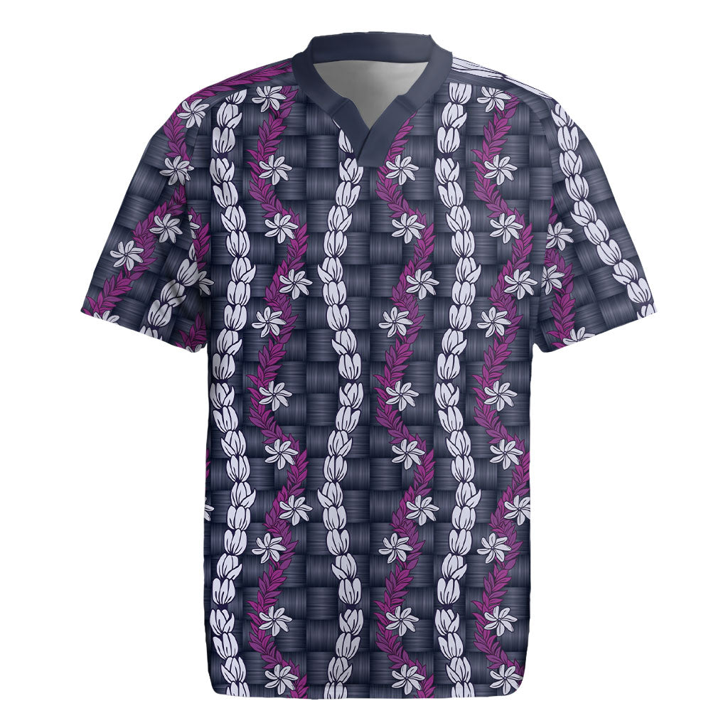 Pikake Maile Tiare Lei Rugby Jersey Poni Lauhala Pattern