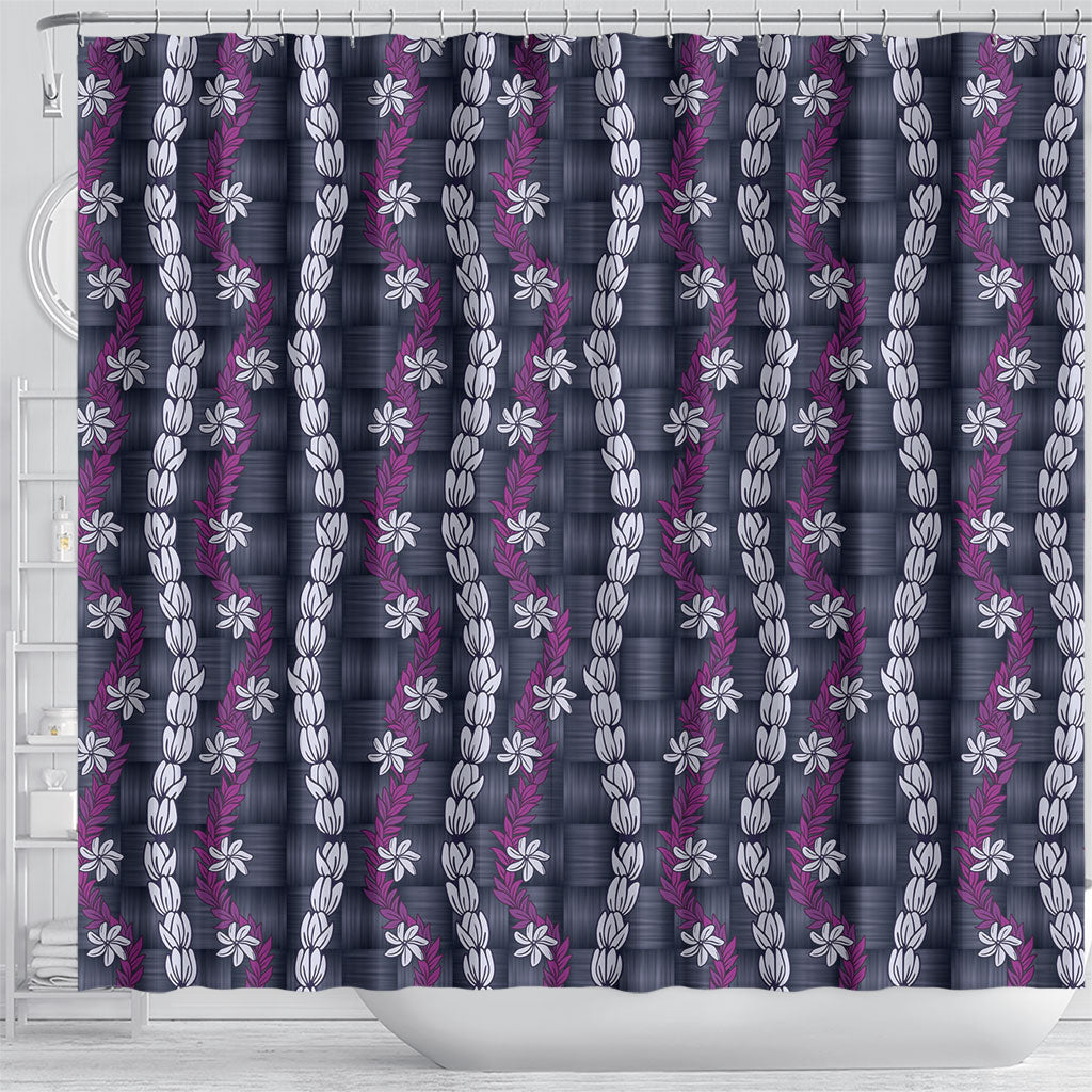 Pikake Maile Tiare Lei Shower Curtain Poni Lauhala Pattern