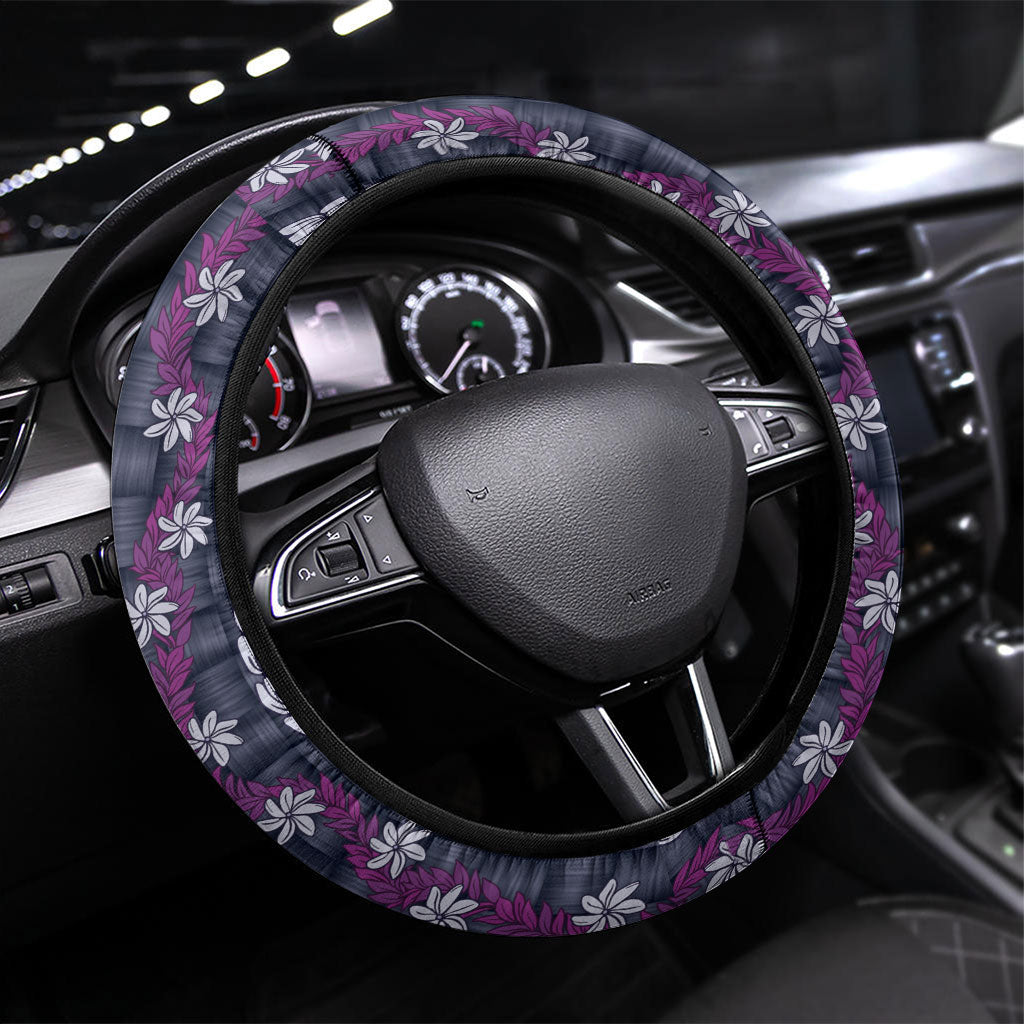 Pikake Maile Tiare Lei Steering Wheel Cover Poni Lauhala Pattern