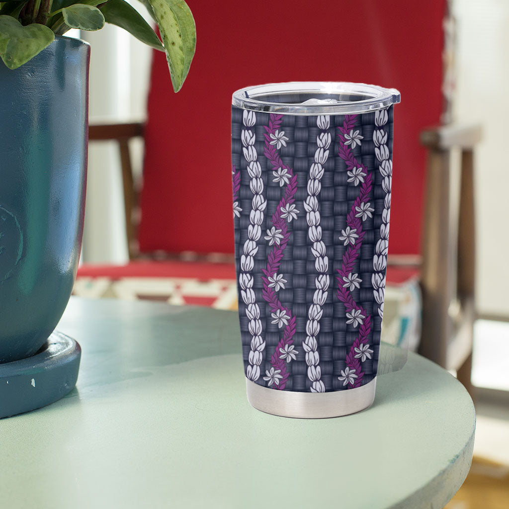 Pikake Maile Tiare Lei Tumbler Cup Poni Lauhala Pattern