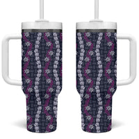 Pikake Maile Tiare Lei Tumbler With Handle Poni Lauhala Pattern