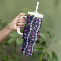 Pikake Maile Tiare Lei Tumbler With Handle Poni Lauhala Pattern