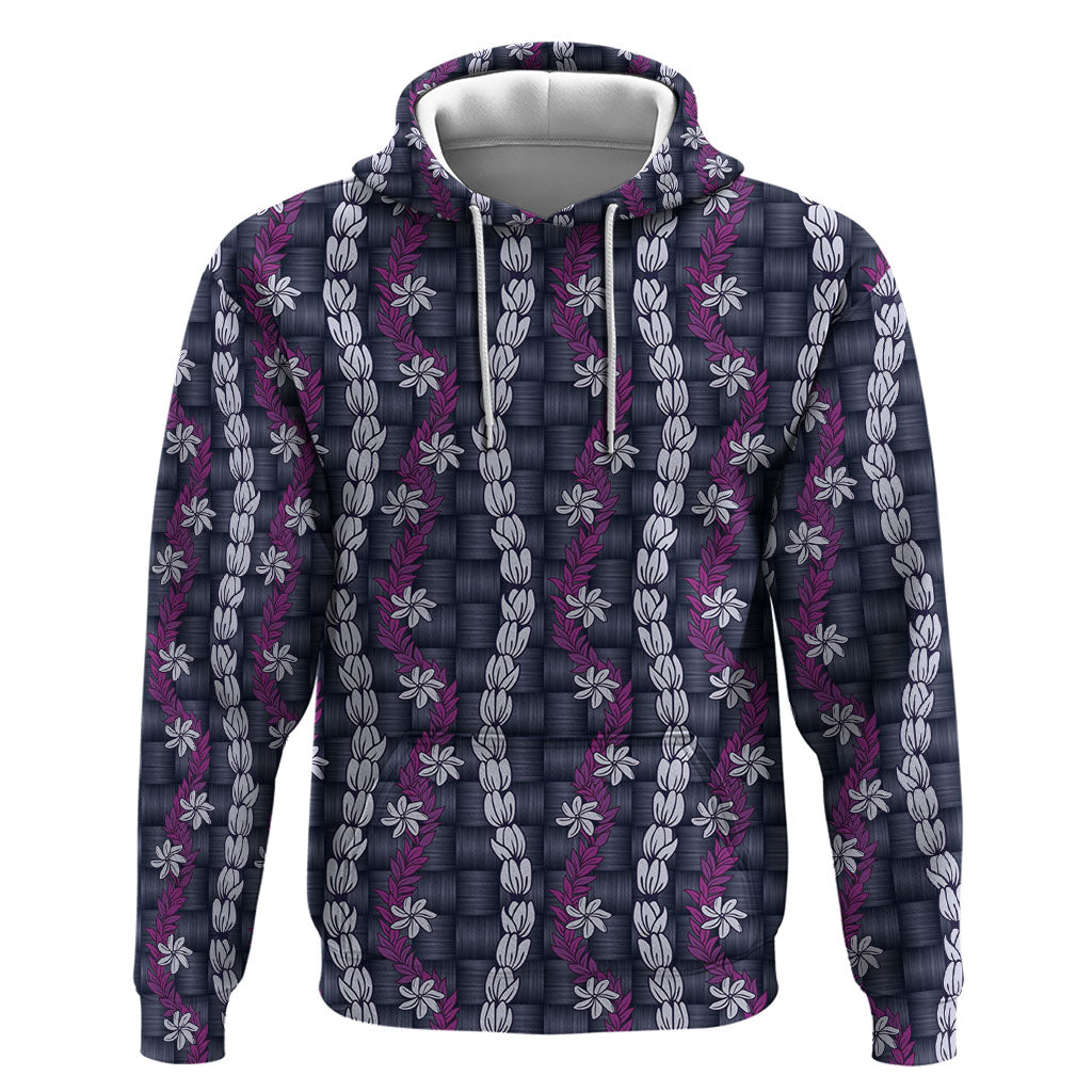 Pikake Maile Tiare Lei Zip Hoodie Poni Lauhala Pattern
