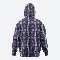 Pikake Maile Tiare Lei Zip Hoodie Poni Lauhala Pattern