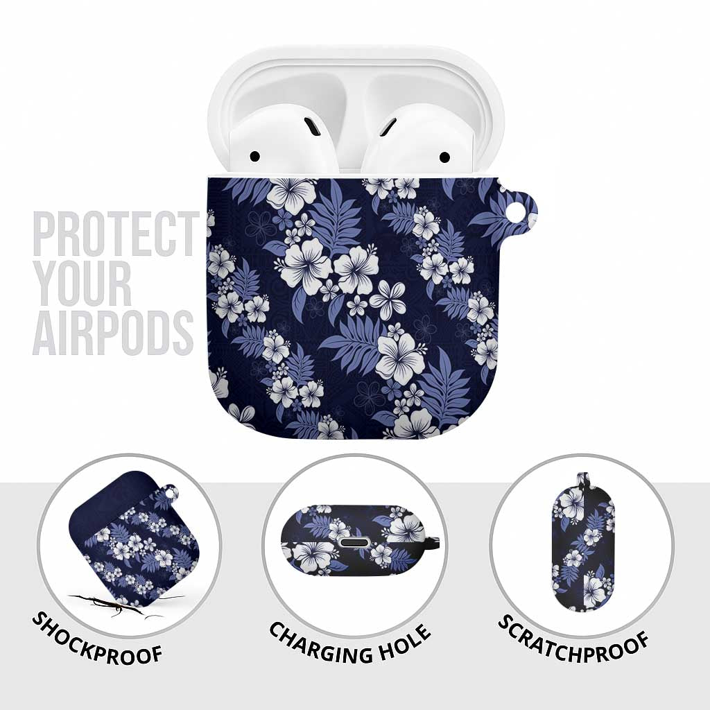 Hawaiian Hibiscus Tribal Floral Blue AirPods Case Polynesian Tapa Pattern LT01 - Polynesian Pride