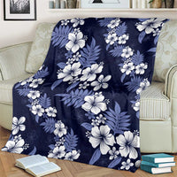 Hawaiian Hibiscus Tribal Floral Blue Blanket Polynesian Tapa Pattern - Polynesian Pride