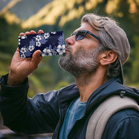 Hawaiian Hibiscus Tribal Floral Blue 4 in 1 Can Cooler Tumbler Polynesian Tapa Pattern - Polynesian Pride