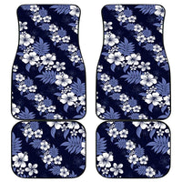 Hawaiian Hibiscus Tribal Floral Blue Car Mats Polynesian Tapa Pattern - Polynesian Pride