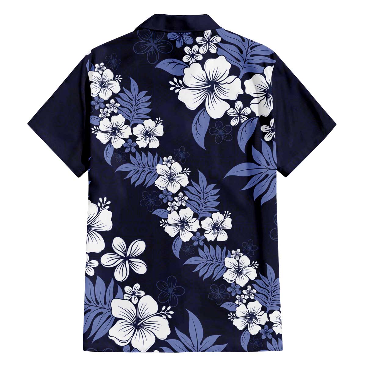 Hawaiian Hibiscus Tribal Floral Blue Family Matching Off The Shoulder Long Sleeve Dress and Hawaiian Shirt Polynesian Tapa Pattern - Polynesian Pride