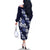 Hawaiian Hibiscus Tribal Floral Blue Family Matching Off The Shoulder Long Sleeve Dress and Hawaiian Shirt Polynesian Tapa Pattern - Polynesian Pride