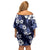 Hawaiian Hibiscus Tribal Floral Blue Family Matching Off Shoulder Short Dress and Hawaiian Shirt Polynesian Tapa Pattern - Polynesian Pride