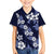 Hawaiian Hibiscus Tribal Floral Blue Family Matching Off Shoulder Short Dress and Hawaiian Shirt Polynesian Tapa Pattern - Polynesian Pride