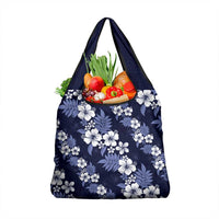 Hawaiian Hibiscus Tribal Floral Blue Grocery Bag Polynesian Tapa Pattern - Polynesian Pride