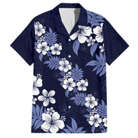 Hawaiian Hibiscus Tribal Floral Blue Hawaiian Shirt Polynesian Tapa Pattern - Polynesian Pride