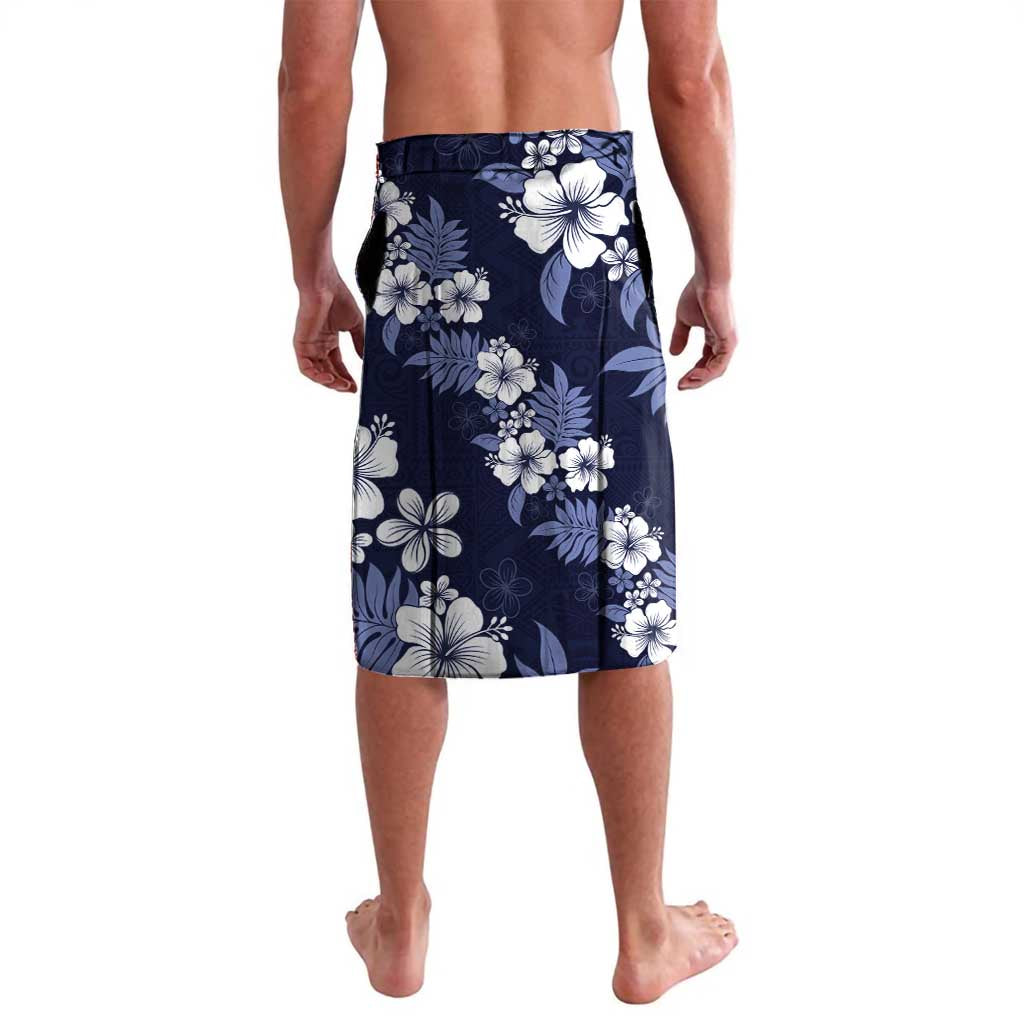 Hawaiian Hibiscus Tribal Floral Blue Lavalava Polynesian Tapa Pattern - Polynesian Pride