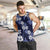 Hawaiian Hibiscus Tribal Floral Blue Men Tank Top Polynesian Tapa Pattern - Polynesian Pride