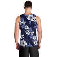 Hawaiian Hibiscus Tribal Floral Blue Men Tank Top Polynesian Tapa Pattern LT01 - Polynesian Pride