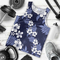 Hawaiian Hibiscus Tribal Floral Blue Men Tank Top Polynesian Tapa Pattern LT01 - Polynesian Pride