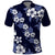 Hawaiian Hibiscus Tribal Floral Blue Polo Shirt Polynesian Tapa Pattern - Polynesian Pride