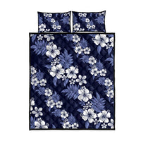 Hawaiian Hibiscus Tribal Floral Blue Quilt Bed Set Polynesian Tapa Pattern - Polynesian Pride