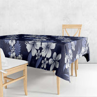 Hawaiian Hibiscus Tribal Floral Blue Tablecloth Polynesian Tapa Pattern - Polynesian Pride