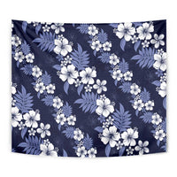 Hawaiian Hibiscus Tribal Floral Blue Tapestry Polynesian Tapa Pattern - Polynesian Pride