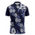 Hawaiian Hibiscus Tribal Floral Blue Zipper Polo Shirt Polynesian Tapa Pattern - Polynesian Pride