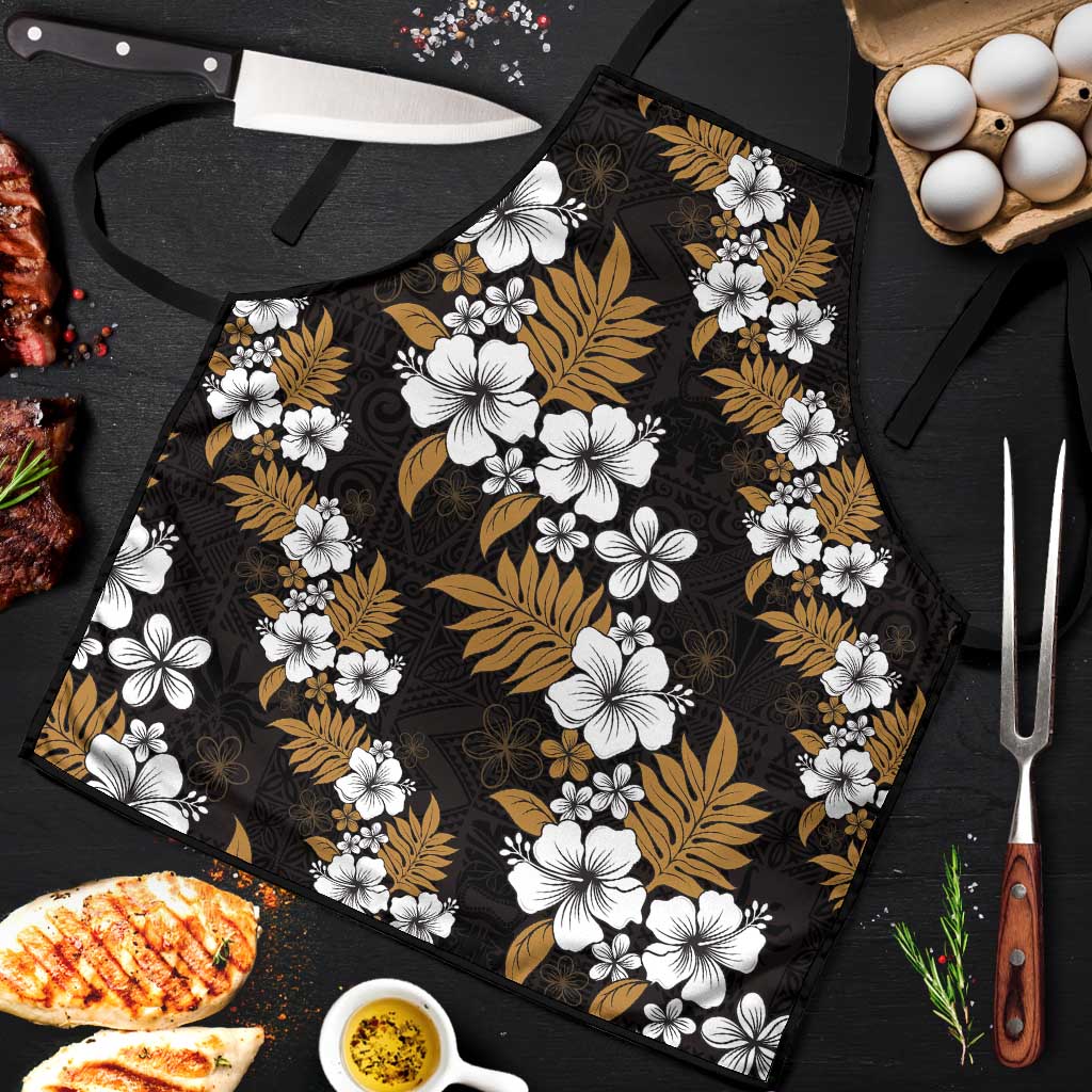 Hawaiian Hibiscus Tribal Floral Brown Apron Polynesian Tapa Pattern - Polynesian Pride