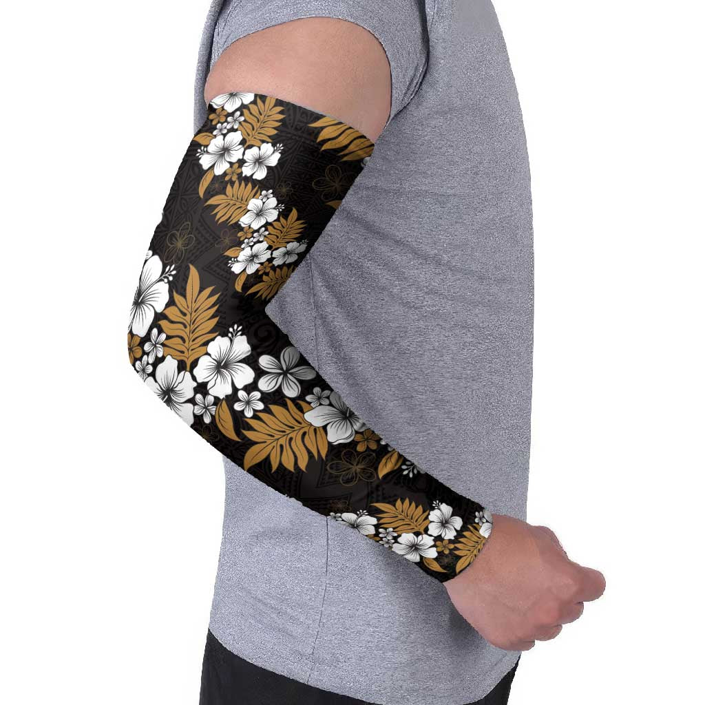 Hawaiian Hibiscus Tribal Floral Brown Arm Sleeves Polynesian Tapa Pattern LT01 - Polynesian Pride