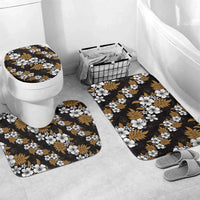 Hawaiian Hibiscus Tribal Floral Brown Bathroom Set Polynesian Tapa Pattern - Polynesian Pride