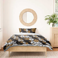 Hawaiian Hibiscus Tribal Floral Brown Bedding Set Polynesian Tapa Pattern - Polynesian Pride