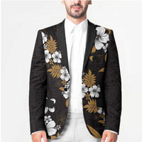 Hawaiian Hibiscus Tribal Floral Brown Blazer Polynesian Tapa Pattern - Polynesian Pride
